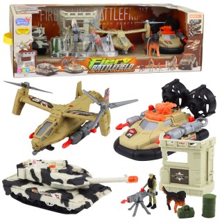 Zestaw Militarny Wojskowy Helikopter Czołg Poduszkowiec Żołnierz Baza