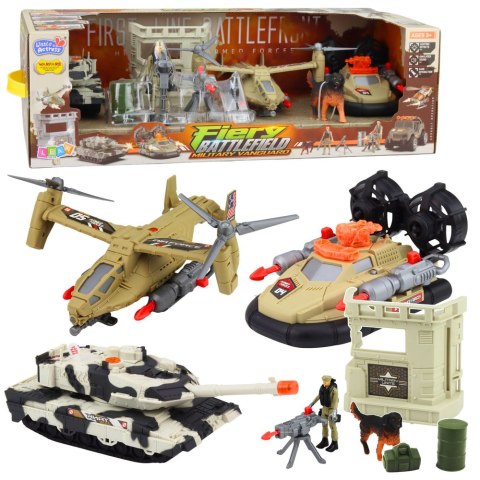 Zestaw Militarny Wojskowy Helikopter Czołg Poduszkowiec Żołnierz Baza
