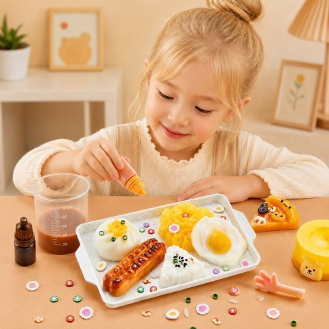 Zestaw Kreatywny Plastyczny Tworzenie Squish Ozdobne Jedzenie Śniadanie DIY
