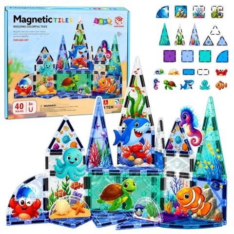Klocki Magnetyczne Konstrukcyjne Zwierzęta Morskie Ocean 40 el.