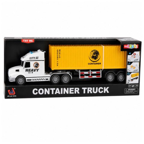 Ciężarówka z Kontenerem Otwierane Drzwi Światła Dźwięki Żółta 54 cm