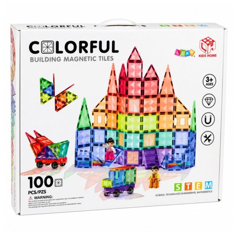 Klocki Magnetyczne Konstrukcyjne Panele 3D Kreatywne STEM Kolorowe 100 el.