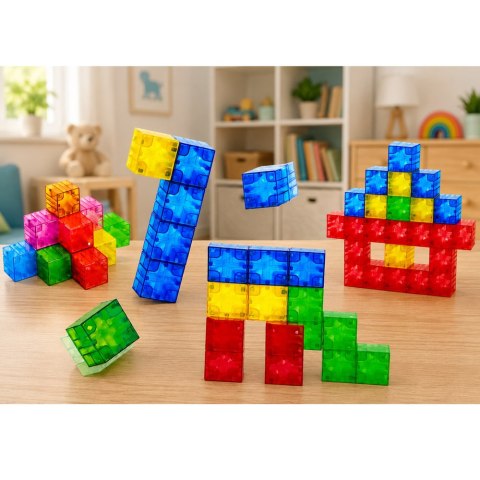 Klocki Magnetyczne Konstrukcyjne Sześciany Kostki Kolorowe 3D 160 el.