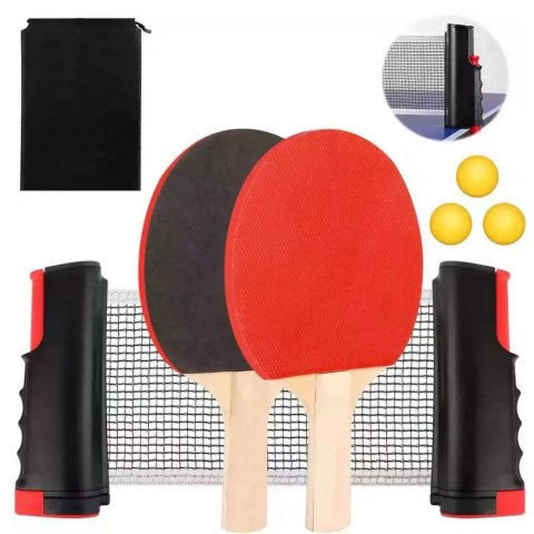 Zestaw Do Ping Ponga Tenis Stołowy Siatka Paletki Piłeczki 3szt