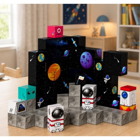 Zestaw Klocki Magnetyczne Kostki Sześciany Piksele Kosmos 3D 100 el.