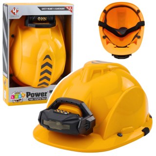 Kask Budowlany Dla Dzieci Z Latarką Czołową Opaska Pod Brodę Żółty