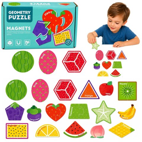 Puzzle Magnetyczne Nauka Owoców Magnesy Na Tablice Lodówkę 30 el.