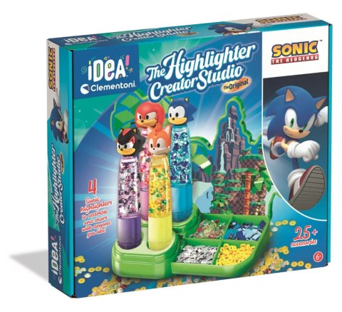 Idea Art Zestaw Fabryka Markerów Zakreślaczy 4 sztuki Sonic Clementoni 18424