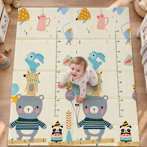 Mata Edukacyjna Do Raczkowania Piankowa Składana Dwustronna Pandy 180x150cm