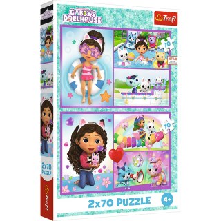 Puzzle - 2x70 - Baw się z Gabby - Koci Domek Gabi - Trefl 34438