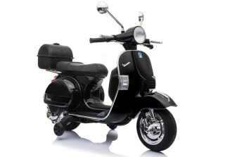 Skuter na Akumulator Vespa Dla Dzieci Światła LED Panel MP3 Czarny
