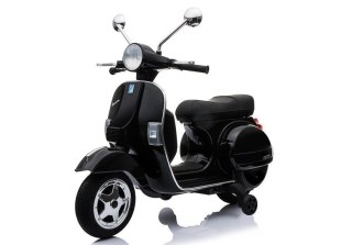 Skuter na Akumulator Vespa Dla Dzieci Światła LED Panel MP3 Czarny