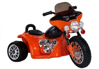 Motor na Akumulator Trójkołowy JT568 Policja Dla Dzieci LED Pomarańczowy