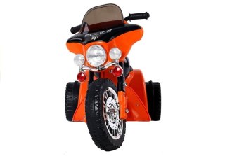 Motor na Akumulator Trójkołowy JT568 Policja Dla Dzieci LED Pomarańczowy