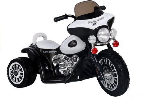Motor na Akumulator Trójkołowy JT568 Policja Dla Dzieci Światło LED Czarny