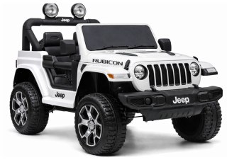 Auto na Akumulator Jeep Rubicon Światła LED MP3 Pilot 4x4 Biały