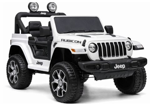 Auto na Akumulator Jeep Rubicon Światła LED MP3 Pilot 4x4 Biały