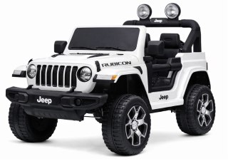 Auto na Akumulator Jeep Rubicon Światła LED MP3 Pilot 4x4 Biały