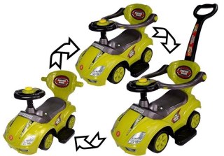 Jeździk z Pchaczem Dla Dzieci Mega Car 3w1 Piszczek Schowek Żółty