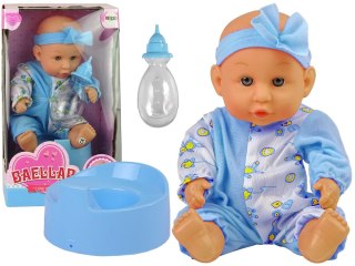 Lalka Bobas Niebieska Nocnik Siusia Pije Kokardka 24 cm