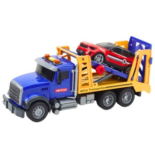Zestaw Ciężarówka Laweta Transporter Samochód Światła Dźwięki