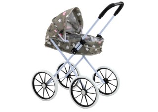 Wózek Dla Lalek Duże Koła Składany Gwiazdki Chmurki Szary 60cm