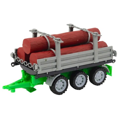 Traktor Rolniczy Farmerski Z Przyczepą Do Drewna Kłody Zielony 47cm