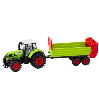 Traktor Z Przyczepką Napęd Frykcyjny Otwierana Maska Drzwi Zielony