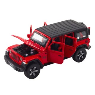 Zestaw Auto Terenowe Kamper Metalowe Napęd Światła Dźwięki Czerwony 1:32