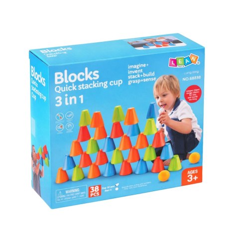 Gra Zręcznościowa Edukacyjna Szybkie Kubeczki 3w1 Piłki Kubki 38 el.