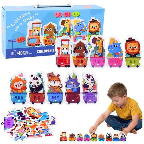Puzzle Edukacyjne Dla Malucha Alfabet Pociąg Ze Zwierzętami 40 el.